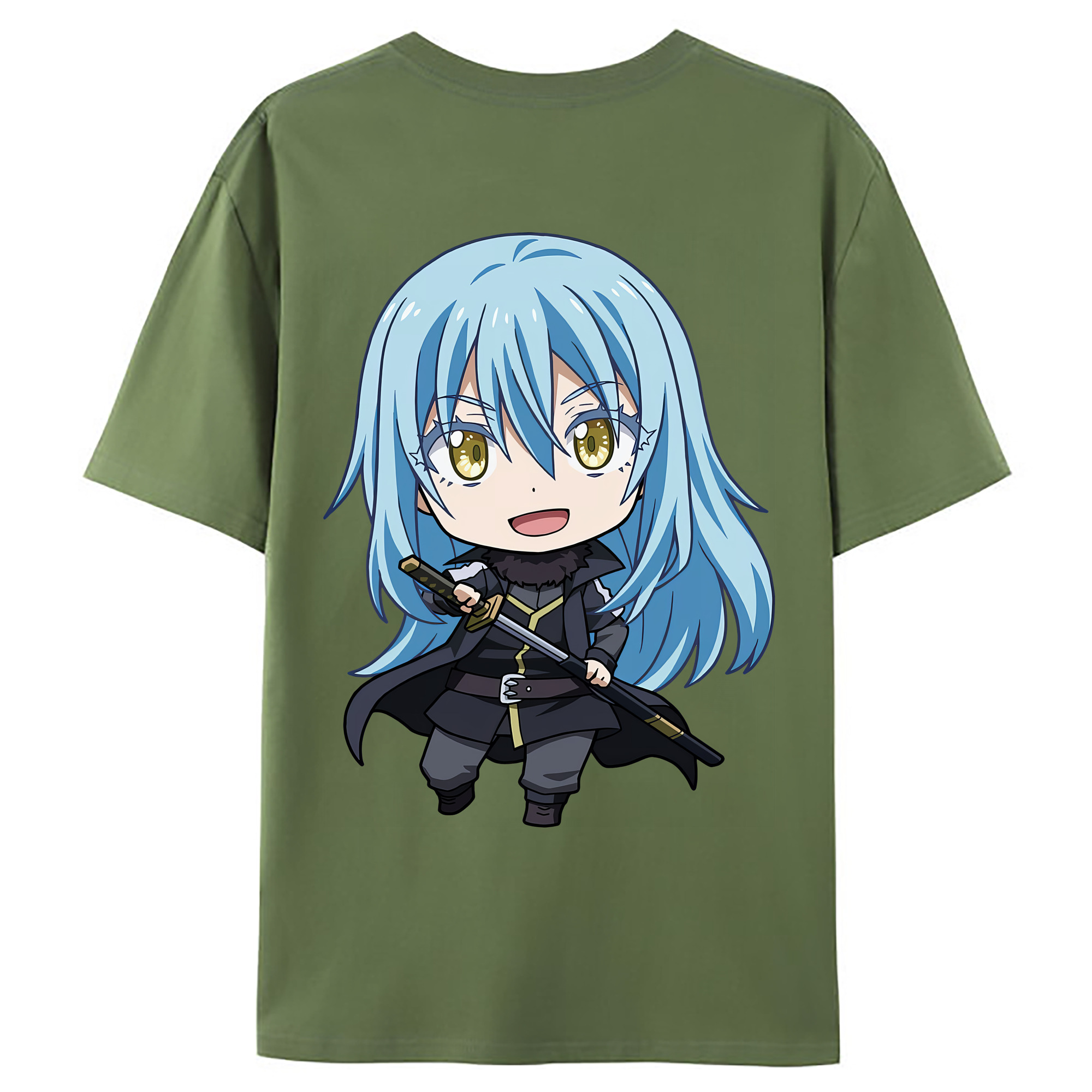 （画像用） 転スラ Regarding Reincarnated to Slime 綿100％ メンズ半袖Tシャツ（バックプリント） 通気性
